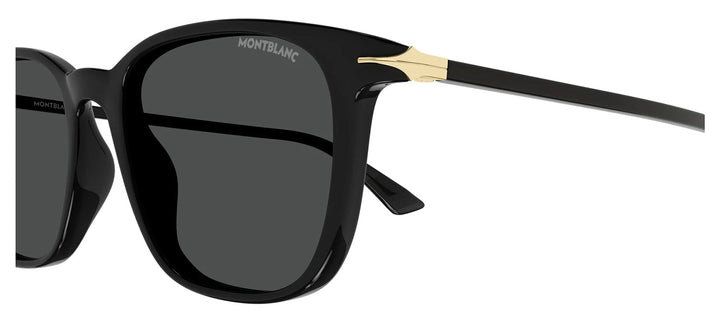 MontBlanc MB 0338S 001 Square Plastic Black Sunglasses with Grey Lens