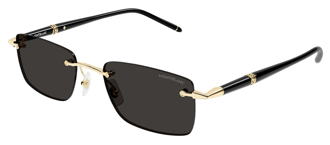 MontBlanc MEISTERSTUCK MB 0344S 001 Rimless Metal Gold Sunglasses with Grey Lens