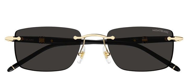 MontBlanc MEISTERSTUCK MB 0344S 001 Rimless Metal Gold Sunglasses with Grey Lens