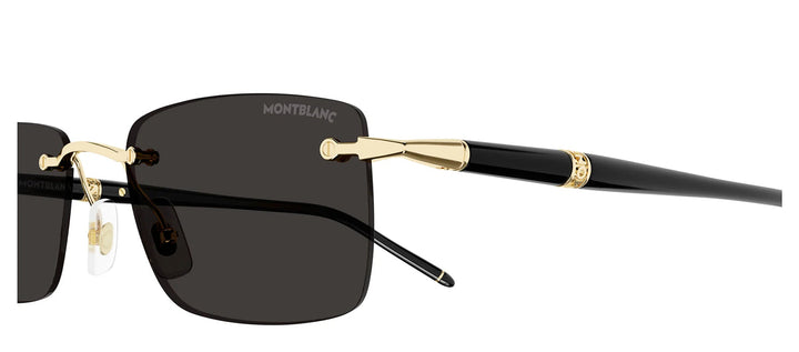 MontBlanc MEISTERSTUCK MB 0344S 001 Rimless Metal Gold Sunglasses with Grey Lens