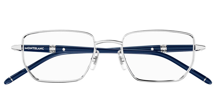 MontBlanc MEISTERSTUCK MB 0347O 005 Rectangle Metal Silver Eyeglasses with Logo Stamped Demo Lenses