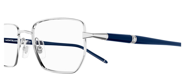 MontBlanc MEISTERSTUCK MB 0347O 005 Rectangle Metal Silver Eyeglasses with Logo Stamped Demo Lenses