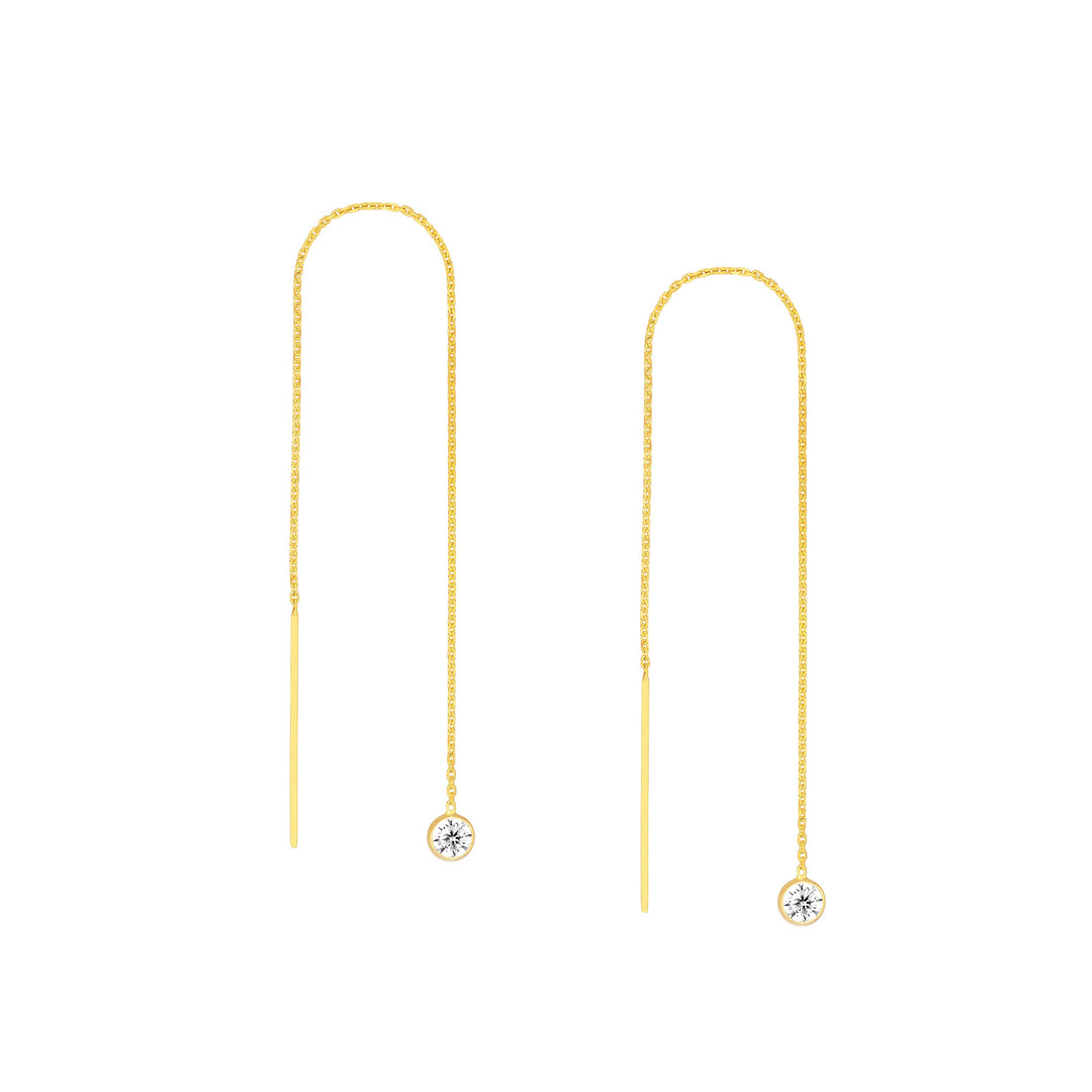 Bezel Set CZ Threader Earrings