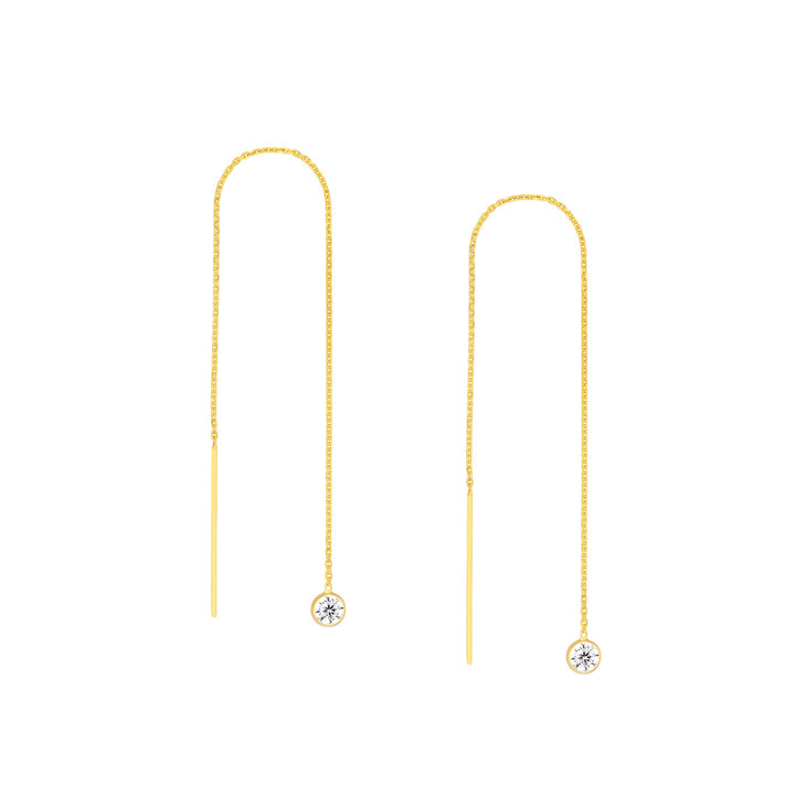 Bezel Set CZ Threader Earrings