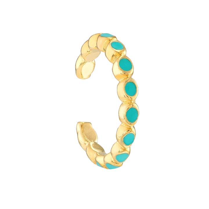 Full Turquoise Enamel Bezel Earring Cuffs