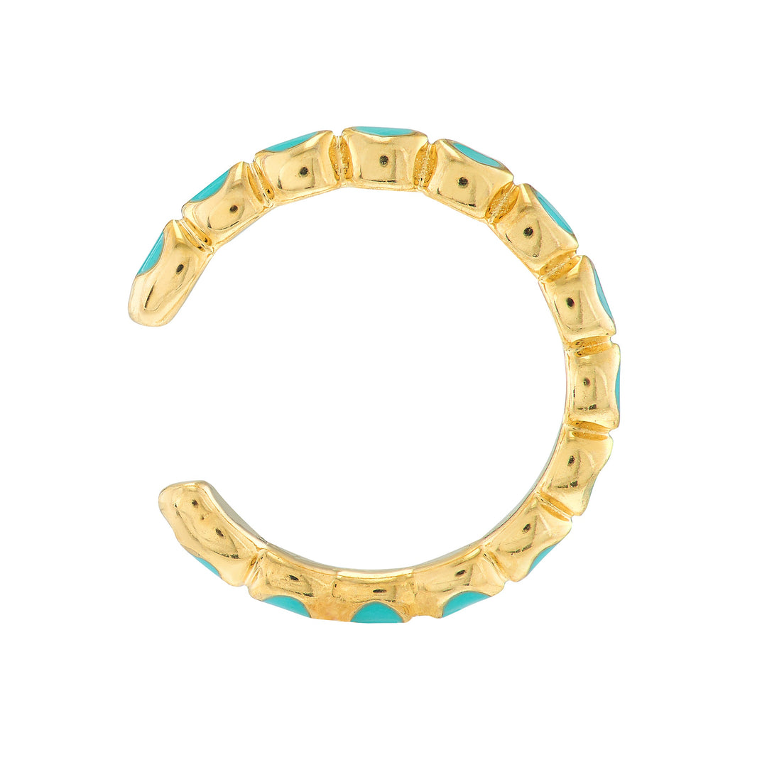 Full Turquoise Enamel Bezel Earring Cuffs