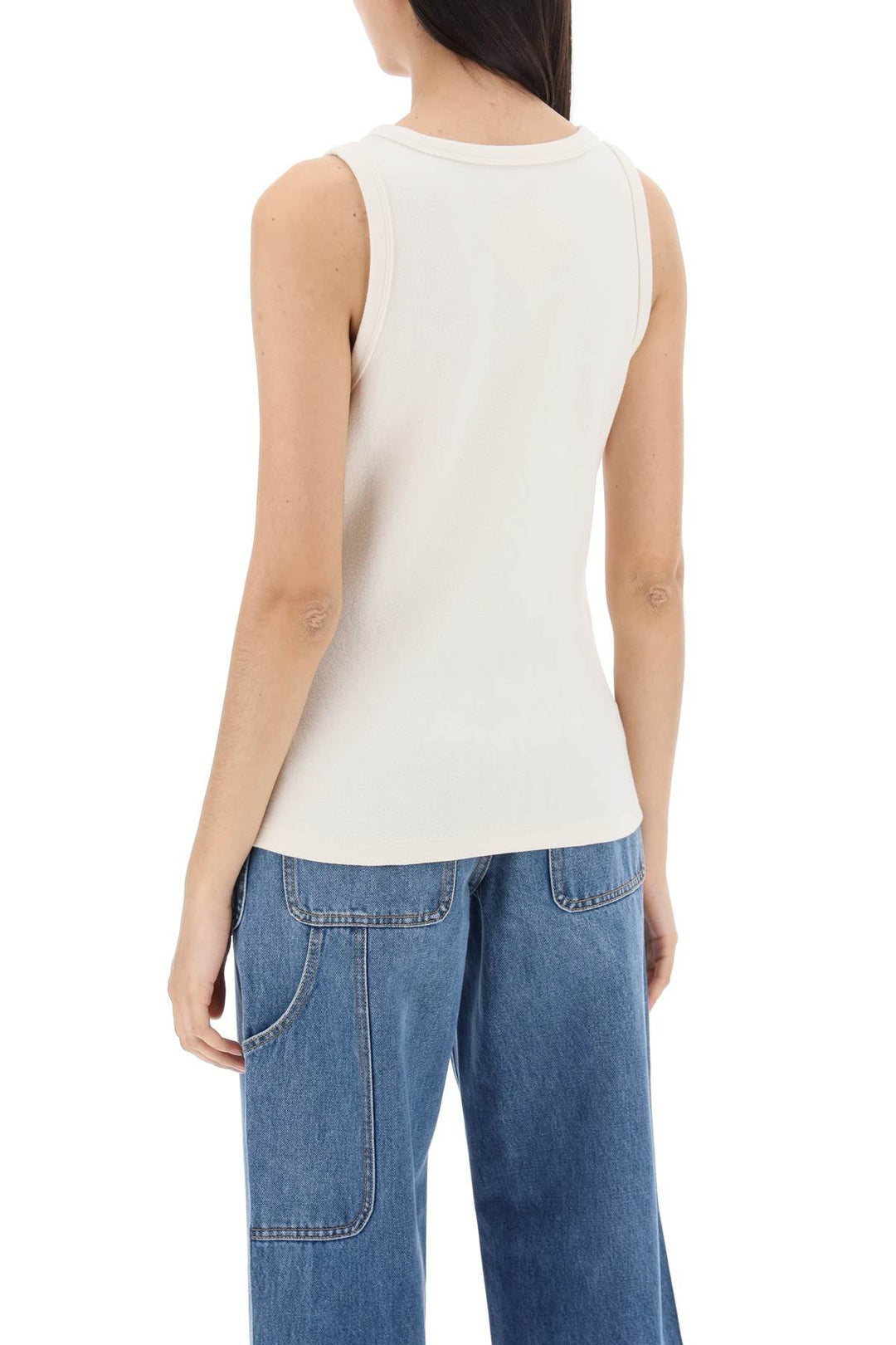 Mcm Textured Sleeveless Top With Logo