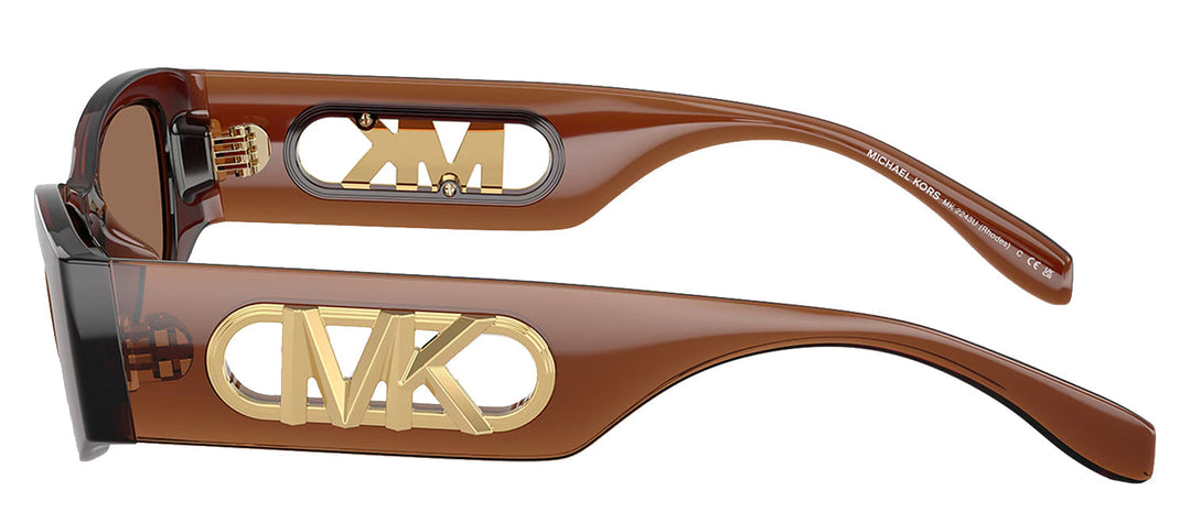 Michael Kors RHODES MK 2243U 402173 Irregular Plastic Brown Sunglasses with Brown Lens