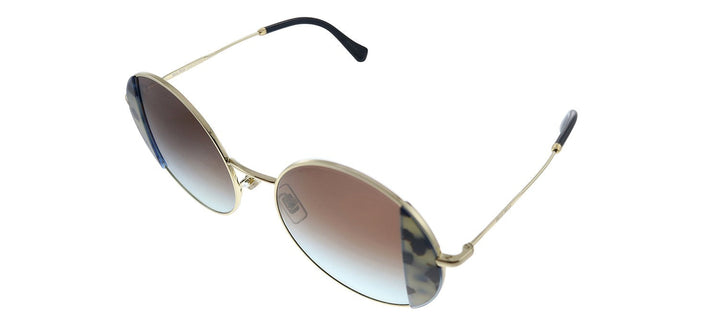 Miu Miu MU 57VS 08D07B Round Metal Blue Havana Sunglasses with Green Gradient Lens