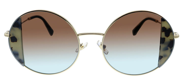 Miu Miu MU 57VS 08D07B Round Metal Blue Havana Sunglasses with Green Gradient Lens