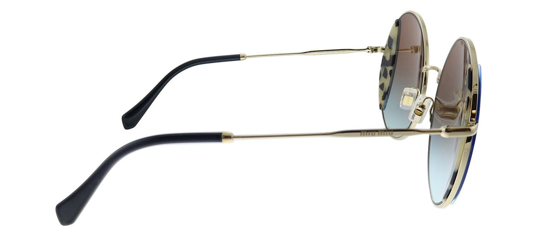 Miu Miu MU 57VS 08D07B Round Metal Blue Havana Sunglasses with Green Gradient Lens
