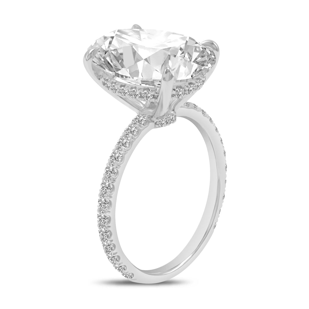 6.65 Carat Diamond Ring Lab Grown Set In 18K White Gold With Natural Side Diamonds