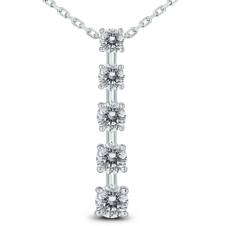 1 1/2 Carat Tw Diamond Journey Pendant In 14K White Gold