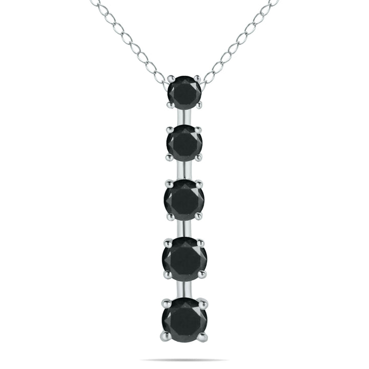 1/4 Carat Tw Black Diamond Journey Pendant In 14K White Gold