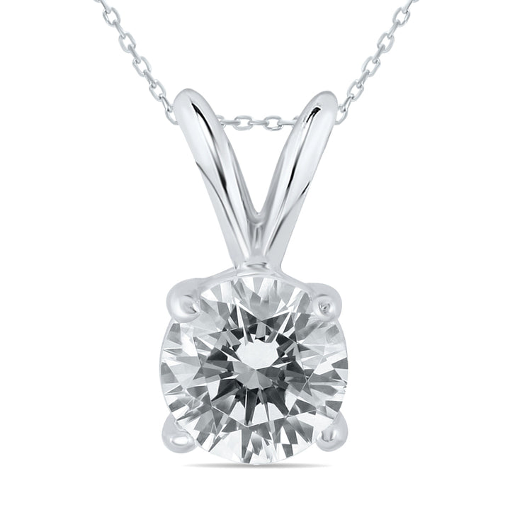 Igi Certified 1 Carat Diamond Solitaire Pendant In 14K White Gold (J-K Color, I2-I3 Clarity)