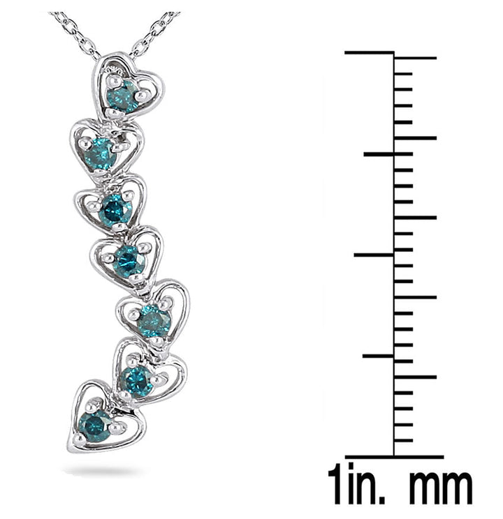 1/3 Carat Tw Blue Diamond Journey Heart Pendant In 10K White Gold