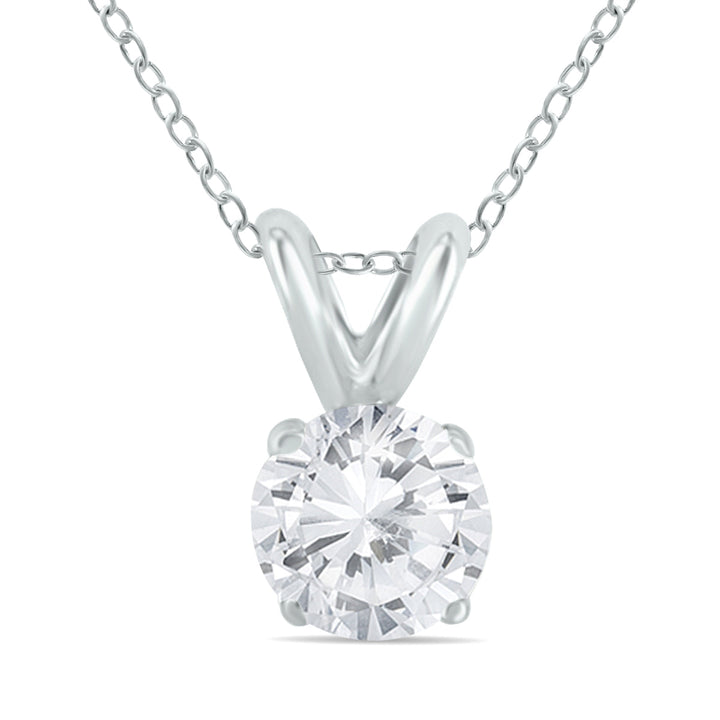 1/3 Carat Diamond Solitaire Pendant In .925 Sterling Silver