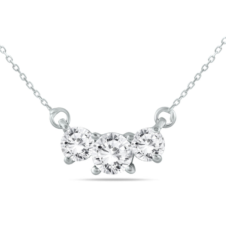 1 Carat Tw Three Stone Diamond Pendant In 14K White Gold