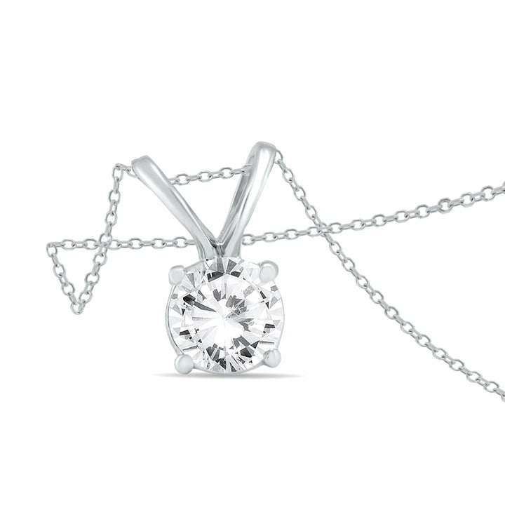 Premium Quality - 1 Carat Diamond Solitaire Pendant In 14K White Gold (E-F Color, Si1-Si2 Clarity)