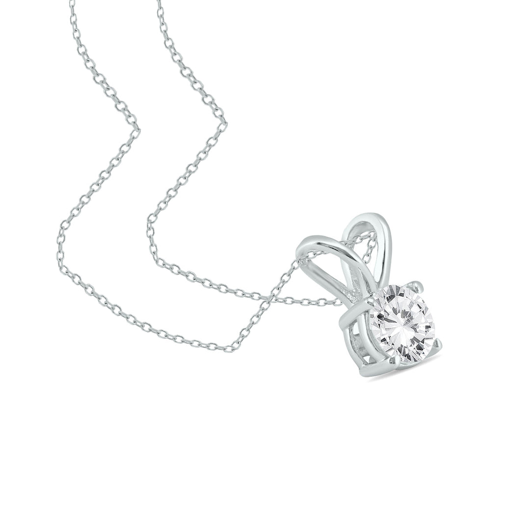 Premium Quality - 1 Carat Diamond Solitaire Pendant In 14K White Gold (E-F Color, Si1-Si2 Clarity)