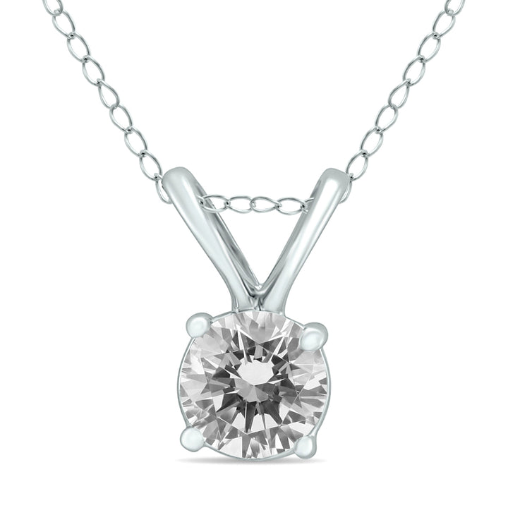 1/3 Carat Round Diamond Solitaire Pendant In 14K White Gold