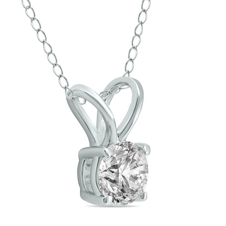 1/3 Carat Round Diamond Solitaire Pendant In 14K White Gold