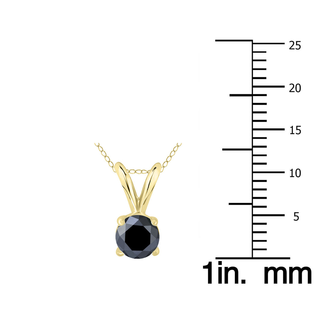 1/2 Carat Round Black Diamond Solitaire Pendant In 14K Yellow Gold