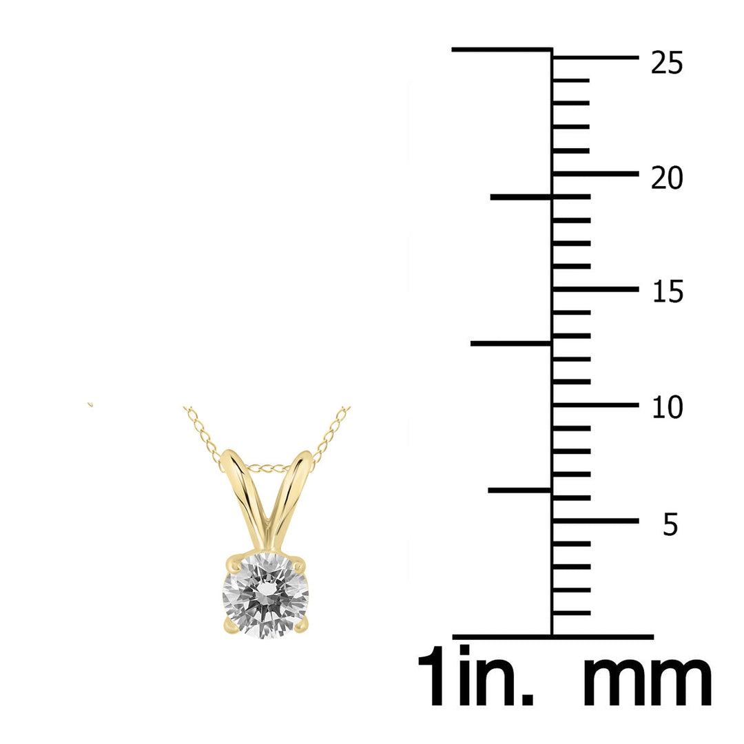 Ags Certified 1/3 Carat Round Diamond Solitaire Pendant In 14K Yellow Gold (Color H-I, Clarity I2-I3)