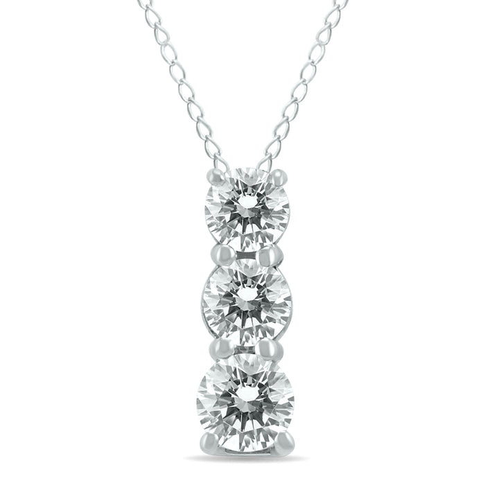 1/2 Carat Tw Three Stone Diamond Pendant In 14K White Gold