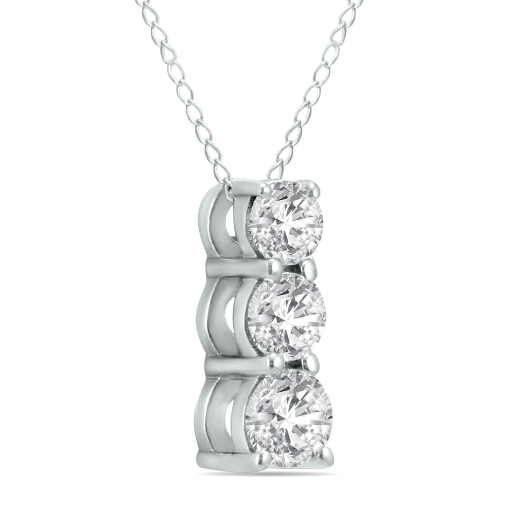 1/2 Carat Tw Three Stone Diamond Pendant In 14K White Gold