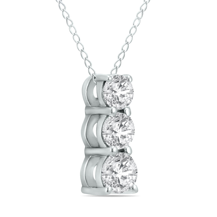 1/2 Carat Tw Three Stone Diamond Pendant In 14K White Gold