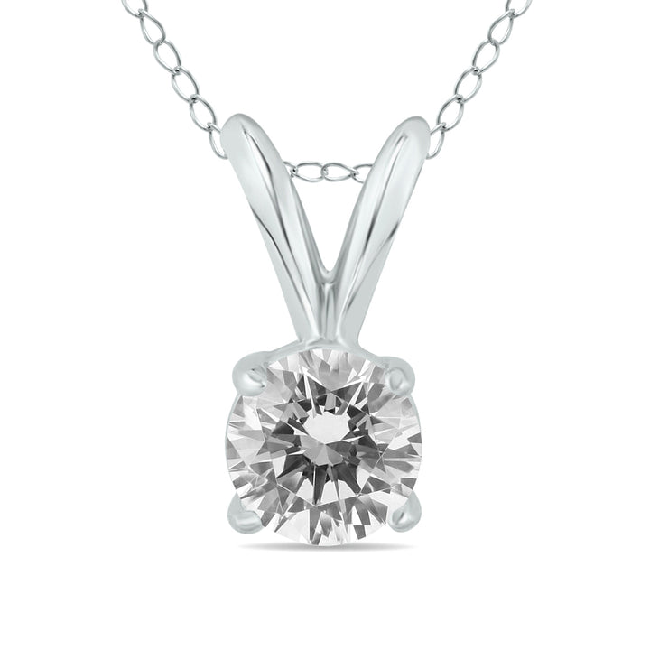 1/3 Carat Diamond Solitaire Pendant In 14K White Gold (L-M Color, I2-I3 Clarity)