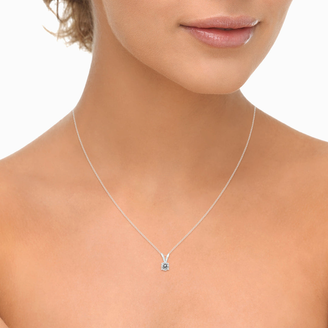 1/3 Carat Diamond Solitaire Pendant In 14K White Gold (L-M Color, I2-I3 Clarity)