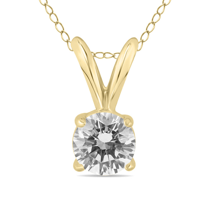 3/8 Carat Diamond Solitaire Pendant In 14K Yellow Gold (L-M Color, I2-I3 Clarity)