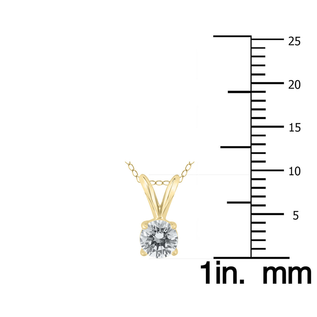 1/3 Carat (J-K Color, Si1-Si2 Clarity) Ags Certified Round Diamond Solitaire Pendant In 14K Yellow Gold