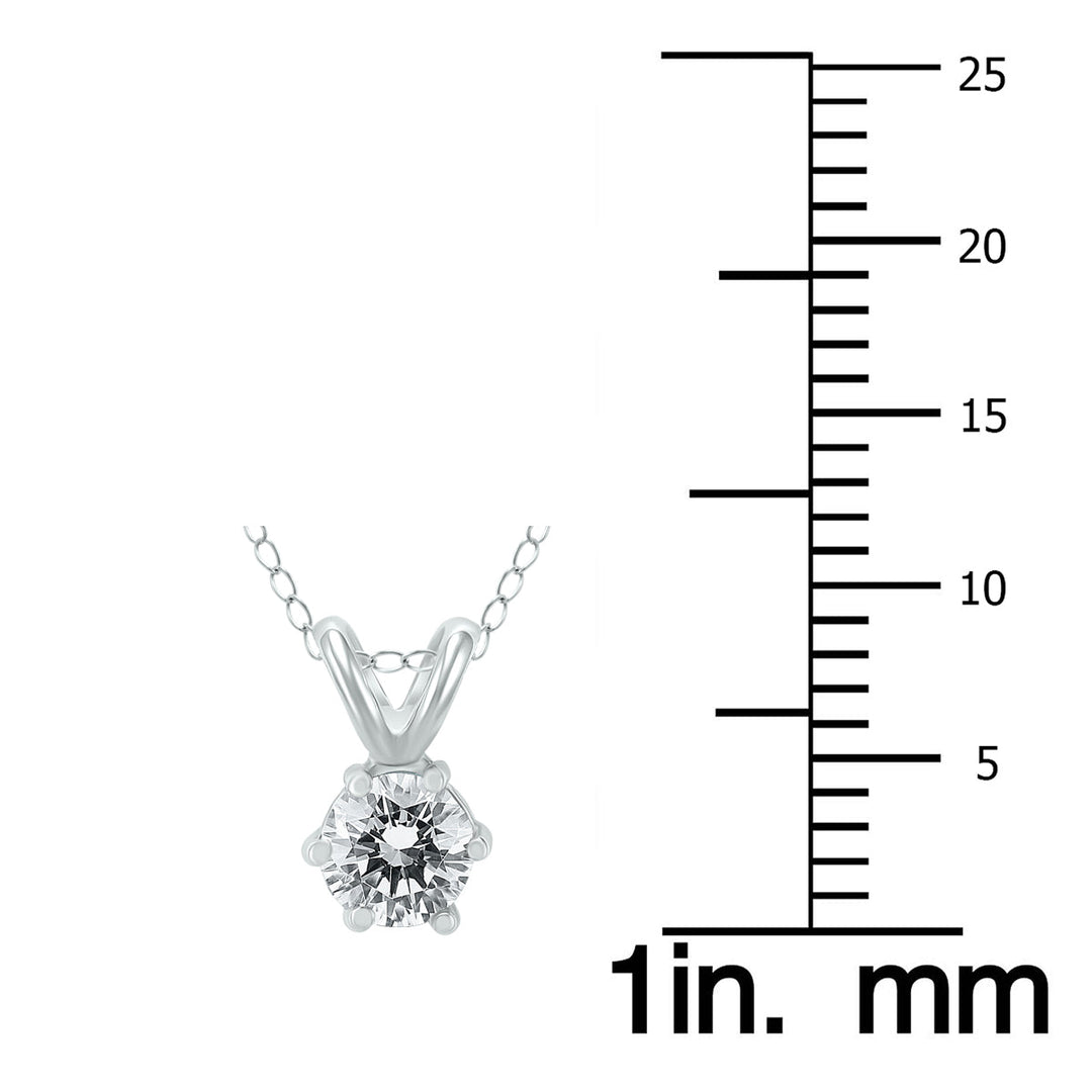 1/2 Carat 6 Prong Diamond Solitaire Pendant In 14K White Gold