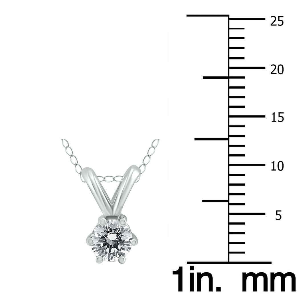 1/4 Carat 6 Prong Diamond Solitaire Pendant In 14K White Gold