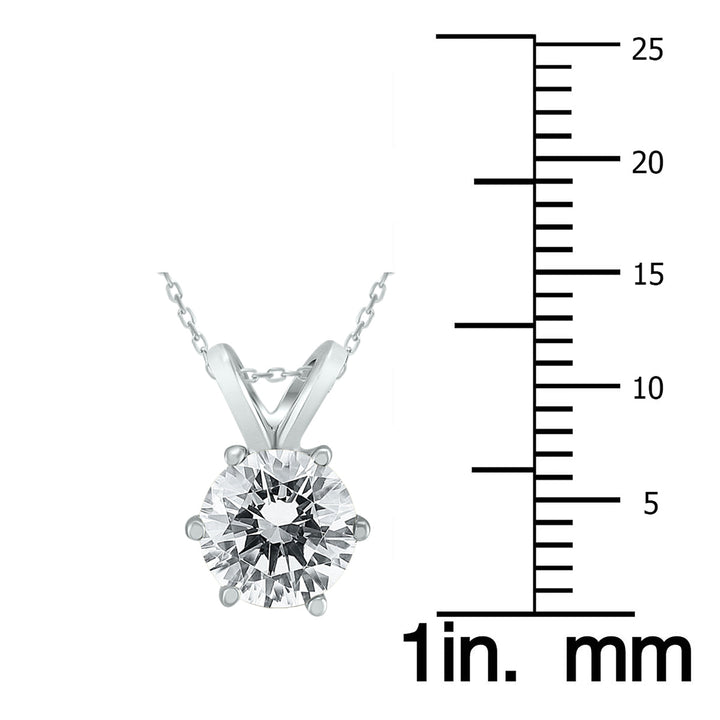 Ags Certified 1 Carat 6 Prong Diamond Solitaire Pendant In 14K White Gold