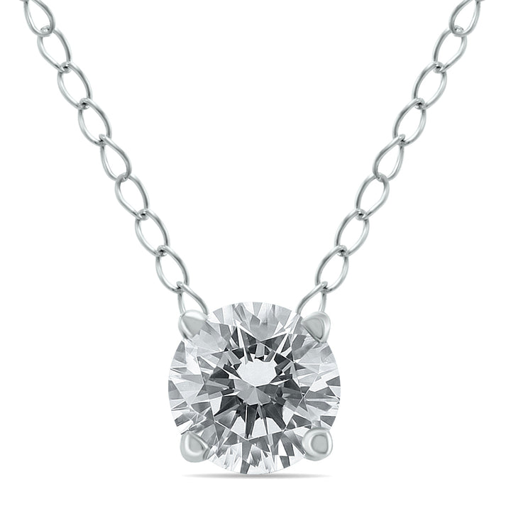 1/2 Carat Floating Round Diamond Solitaire Necklace In 14K White Gold (J-K-L, I2-I3)