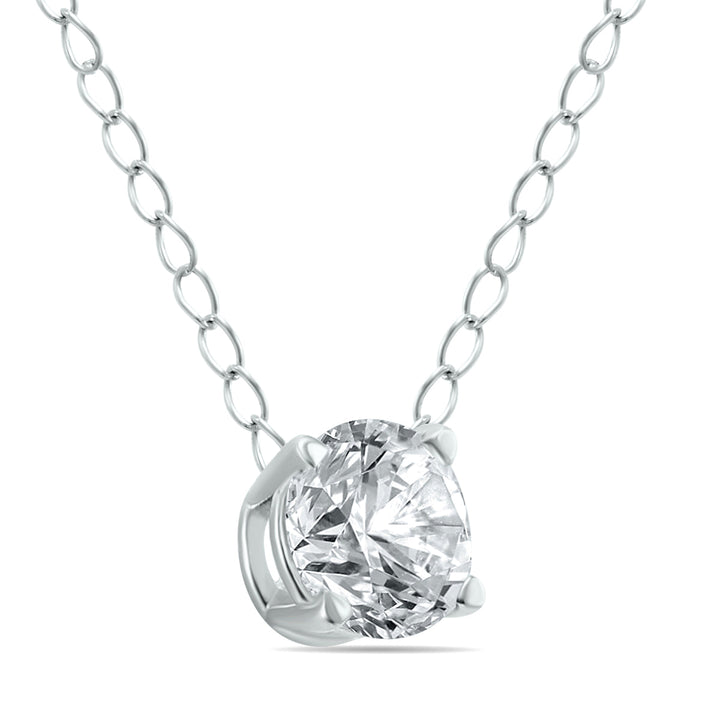 1/2 Carat Floating Round Diamond Solitaire Necklace In 14K White Gold (J-K-L, I2-I3)