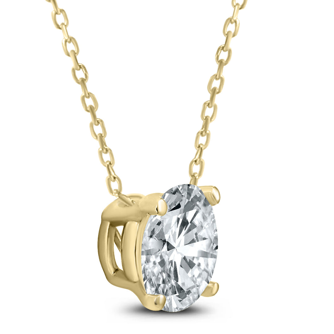 1 Carat Floating Round Diamond Solitaire Necklace In 14K Yellow Gold