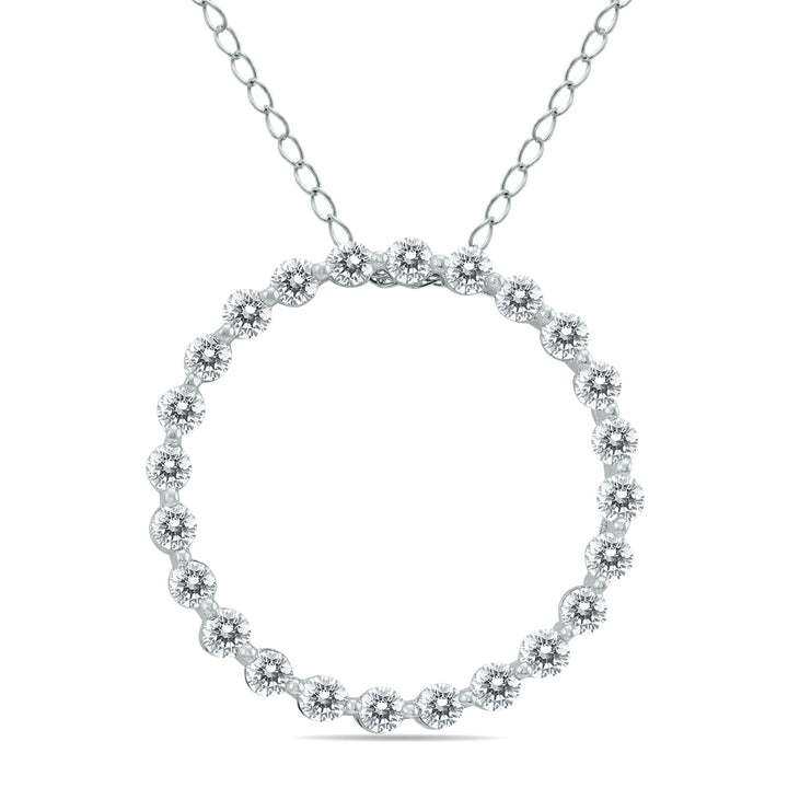 1/2 Carat Tw Diamond Circle Pendant In 14K White Gold