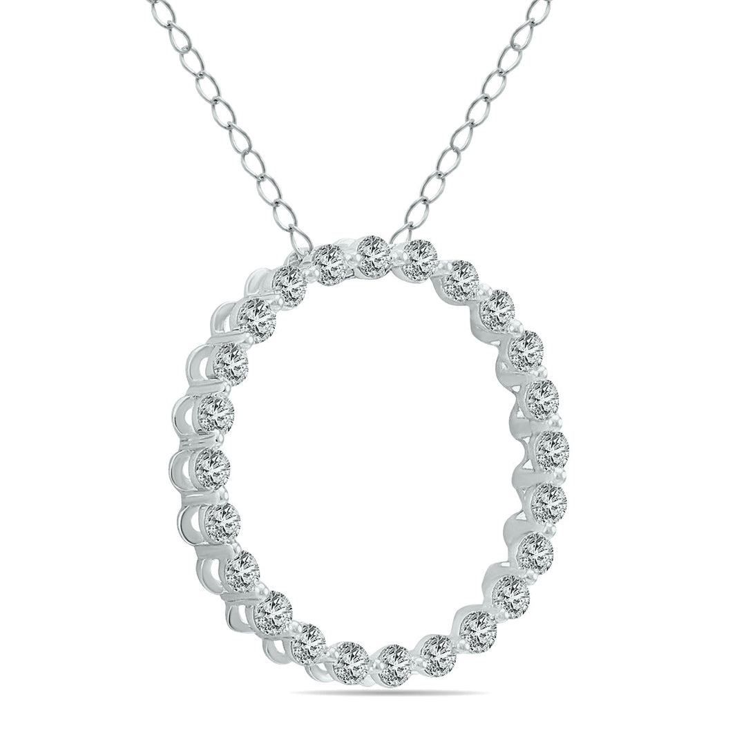 1/2 Carat Tw Diamond Circle Pendant In 14K White Gold