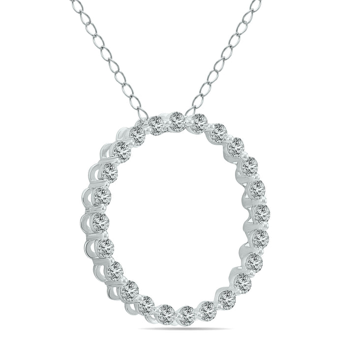 1/2 Carat Tw Diamond Circle Pendant In 14K White Gold