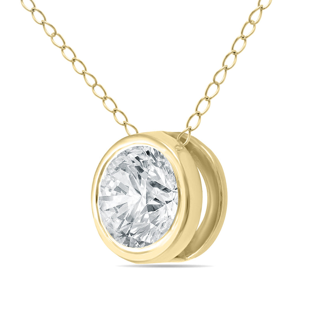 1/3 Carat Diamond Bezel Pendant In 14K Yellow Gold