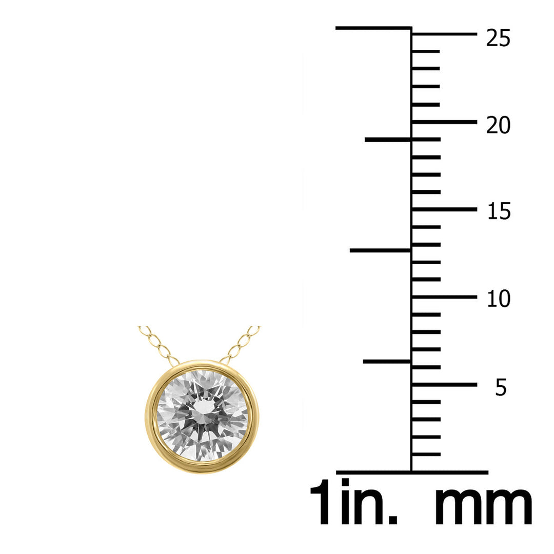 1/2 Carat Round Solitaire Diamond Bezel Set Pendant In 14K Yellow Gold