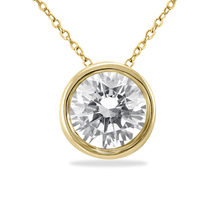 3/4 Carat Diamond Bezel Pendant In 14K Yellow Gold