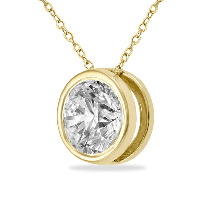 3/4 Carat Diamond Bezel Pendant In 14K Yellow Gold