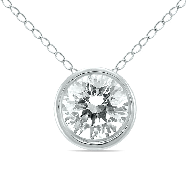 1/3 Carat Diamond Bezel Pendant In 14K White Gold