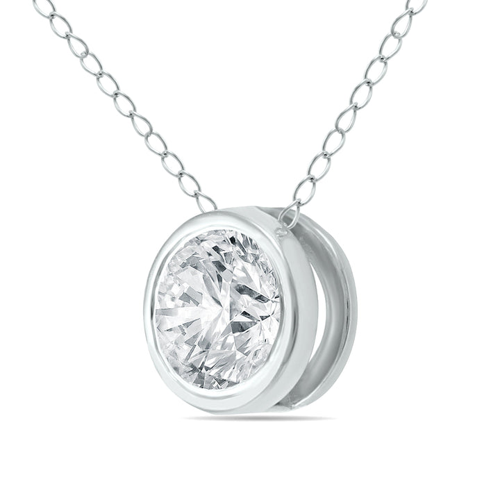 1/3 Carat Diamond Bezel Pendant In 14K White Gold